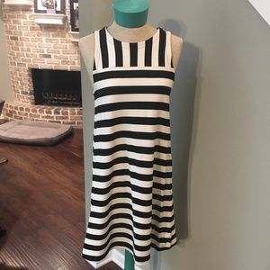 LOFT Black & White Striped Dress